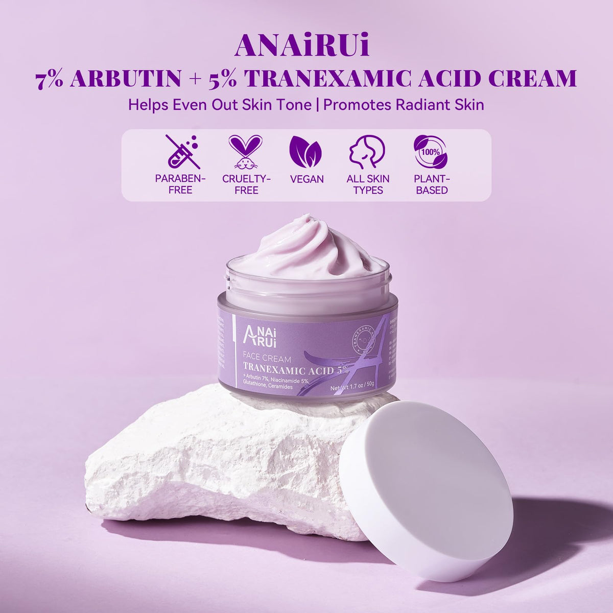Close-up of smooth skin after applying ANAI RUI Cream, suggesting radiance.