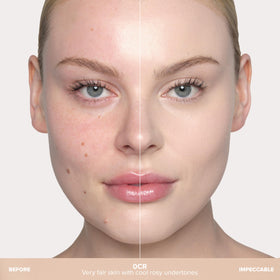 Close-up texture reveals hydrating velvet-matte formula on skin