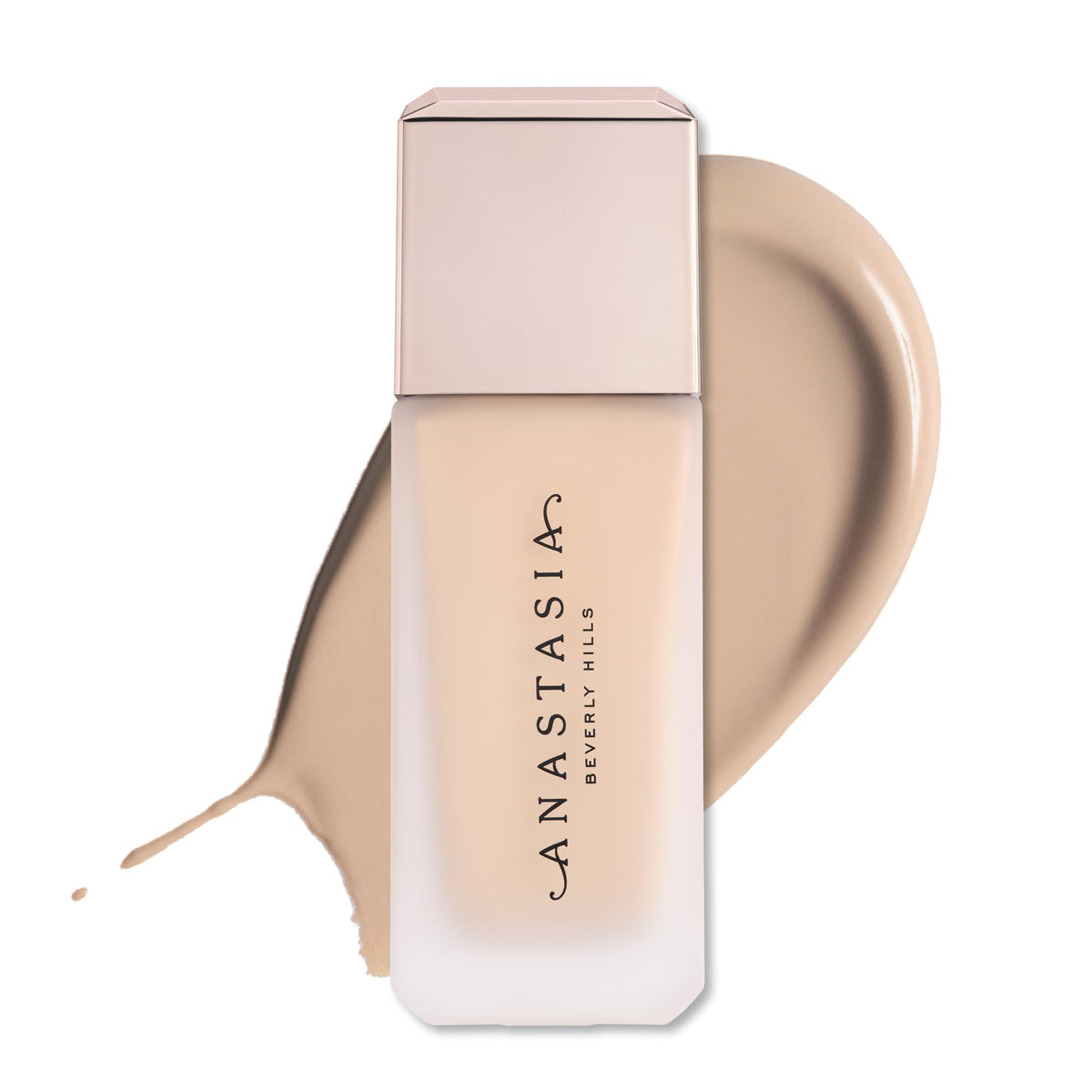 Anastasia Beverly Hills Impeccable Blurring Second-Skin Matte Foundation bottle pump for a smooth, natural finish.