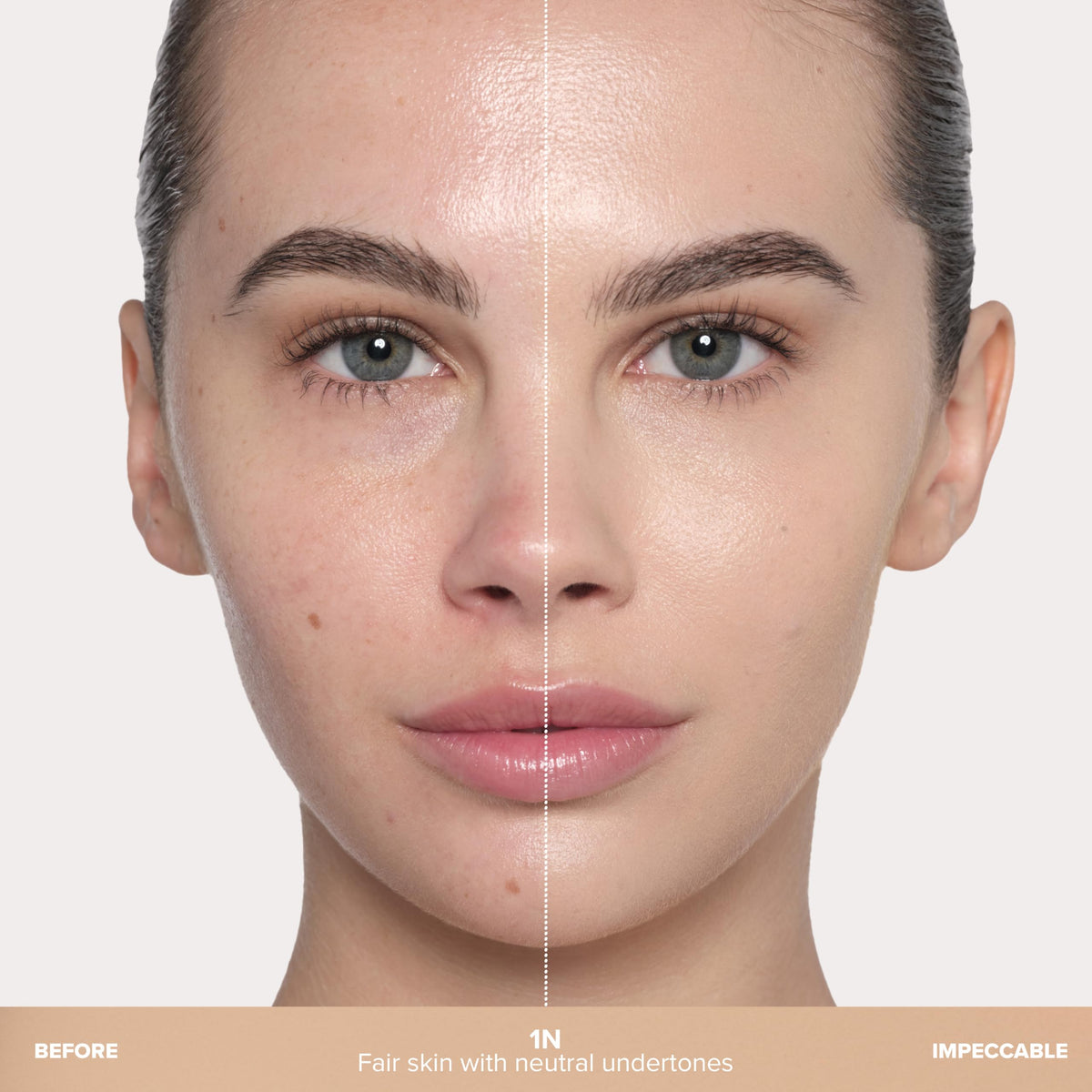 Swatch of Anastasia foundation showing natural matte finish under daylight.