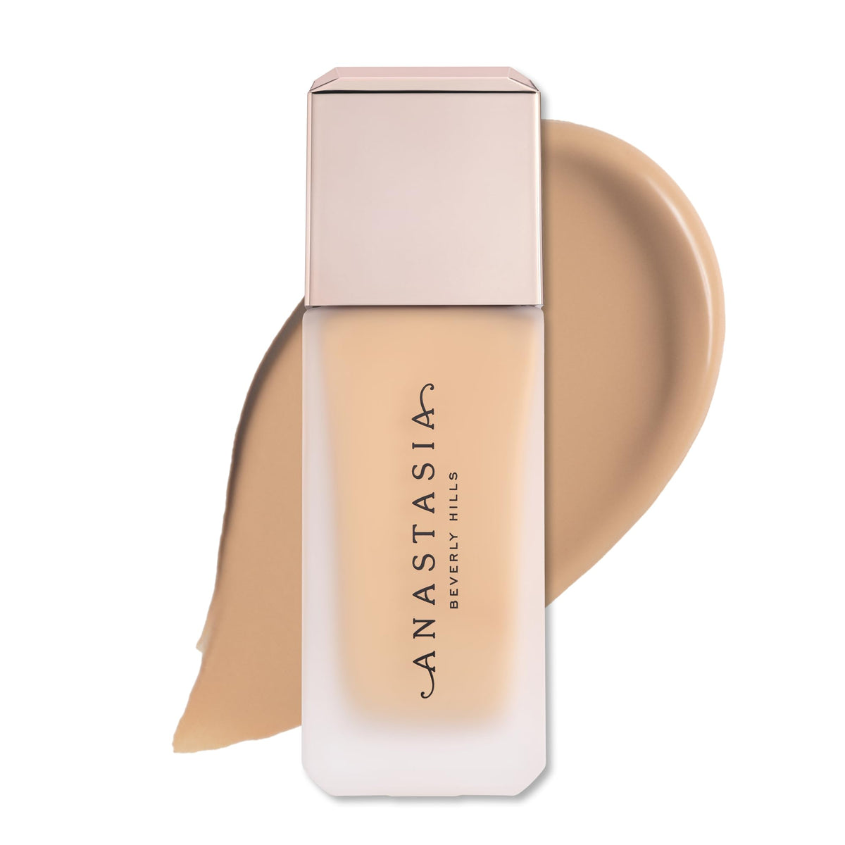 Anastasia Beverly Hills foundation bottle close-up with velvety matte finish and blur effect