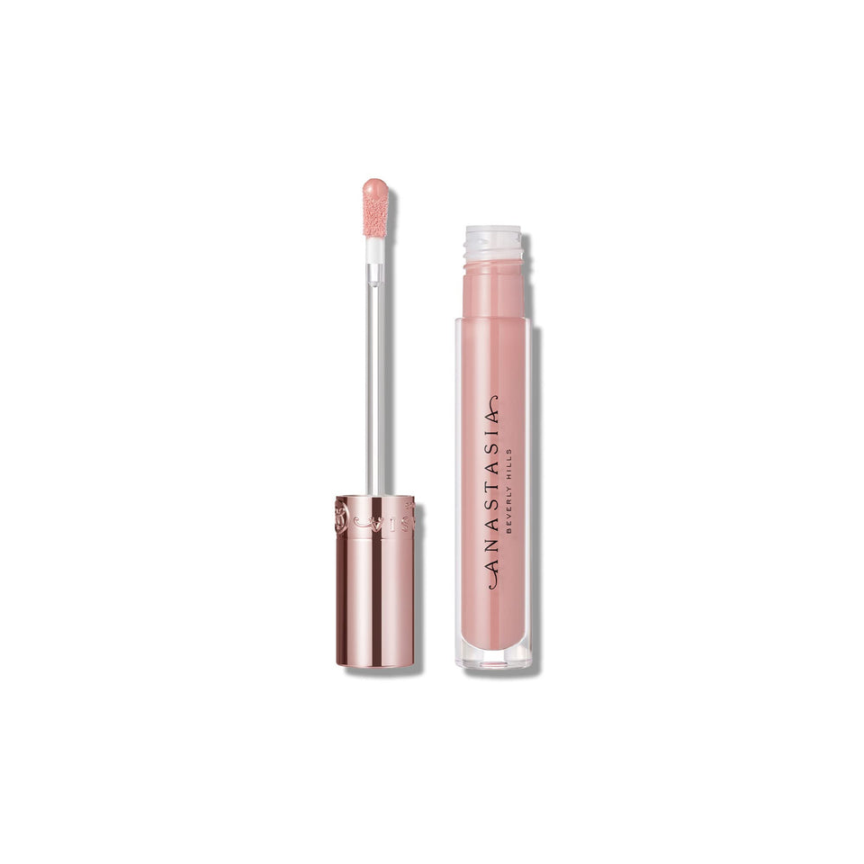 Anastasia Beverly Hills lip gloss Deep Taupe bottle shows rich color and vanilla scent.