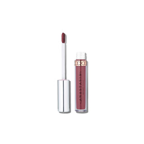 Anastasia Beverly Hills Dusty Rose liquid lipstick swatch for everyday rosy nude wear.