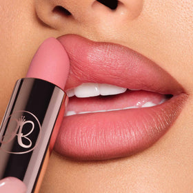 Anastasia Beverly Hills Matte Lipstick Blush Brown lip application with even color payoff