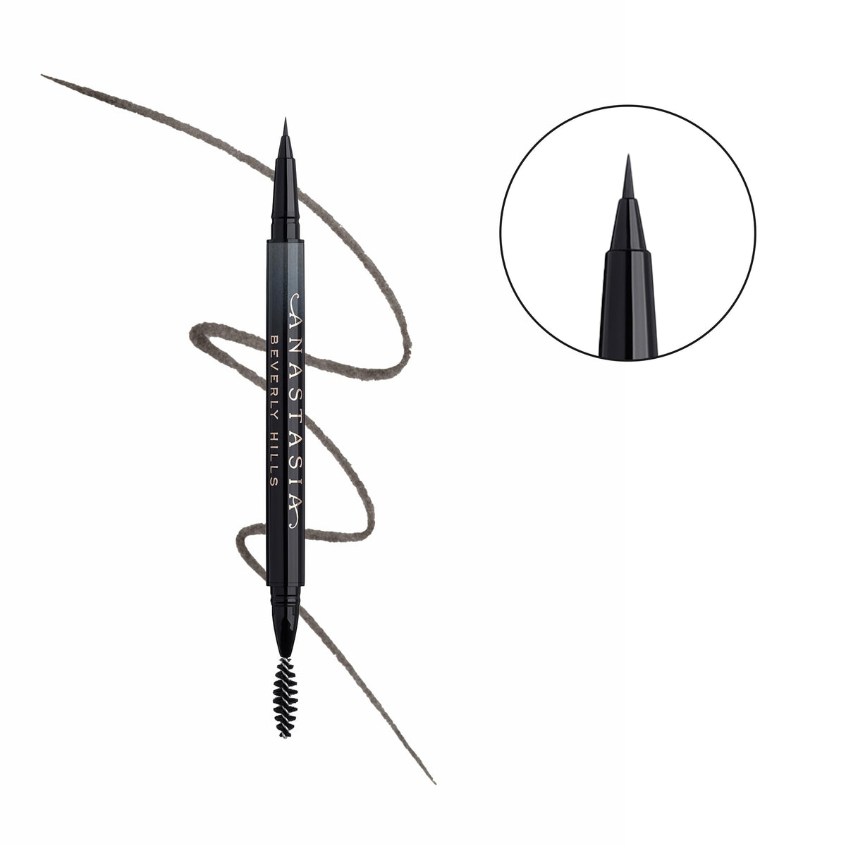 Anastasia Beverly Hills MicroStroke Brow Pen Granite applying strokes for precise eyebrow shaping