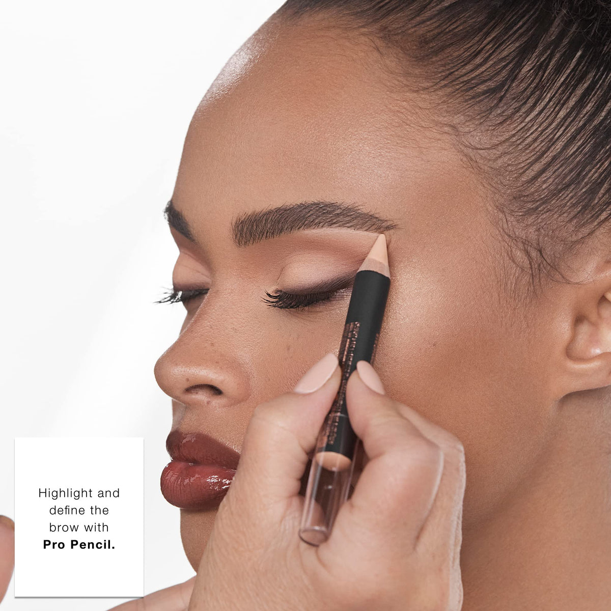 Anastasia Pro Pencil Base 2 conceals brow hairs for a cleaner brow line.