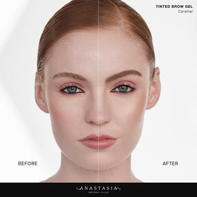 Anastasia Beverly Hills Tinted Brow Gel Chocolate flexible hold shown on brows.