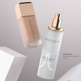 Close-up of finished look with zero flashback delivers a natural matte finish.
