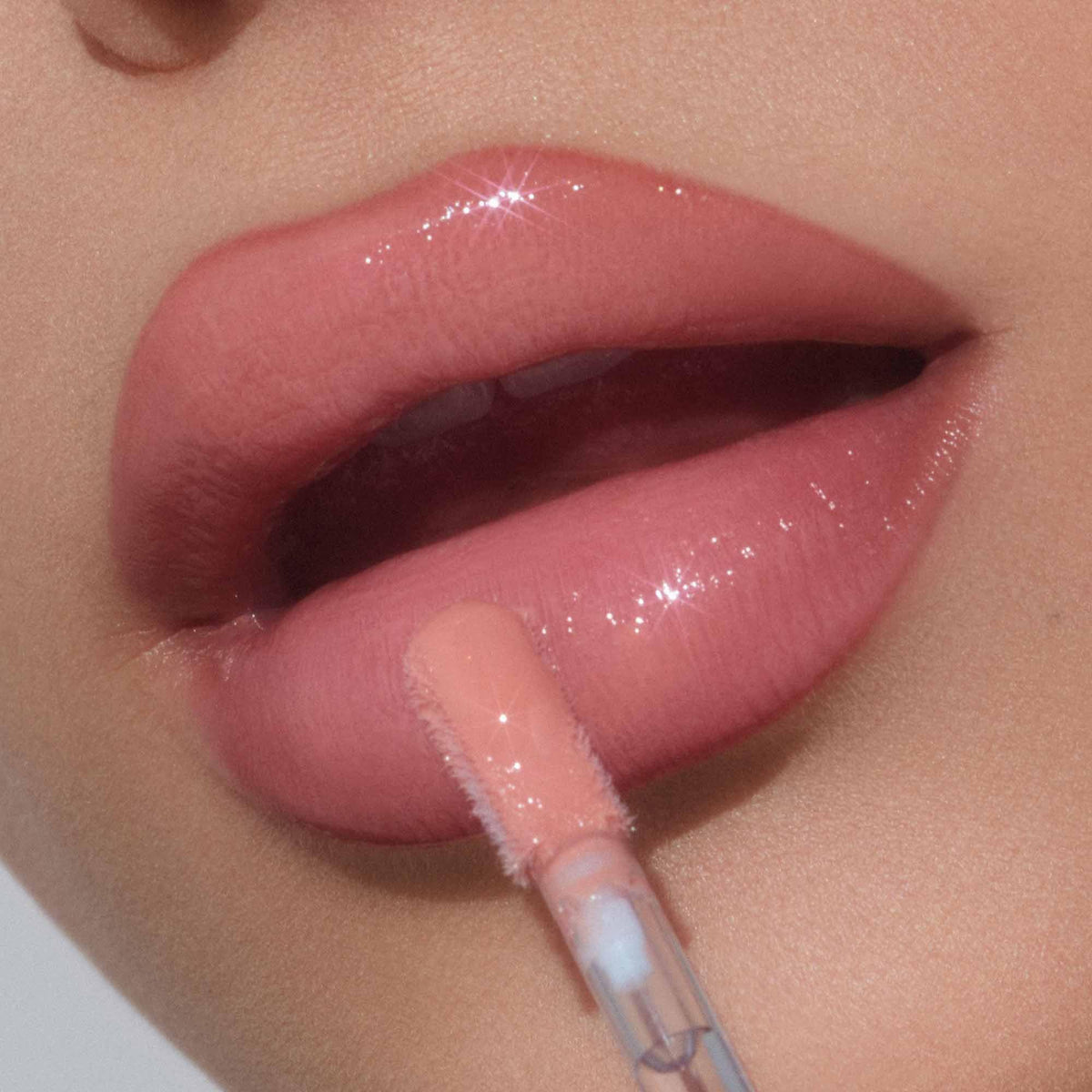 Tan Rose gloss with liner for a balanced lip look