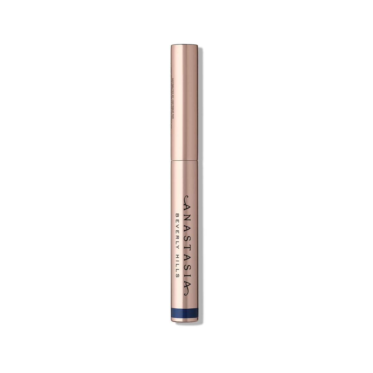 Anastasia Beverly Hills navy blue liquid eyeliner application stroke demonstrating smooth glide.