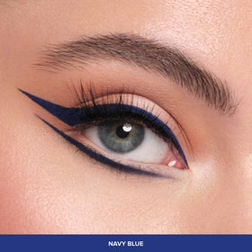 Anastasia Beverly Hills navy blue liner swatches on hand show color payoff.
