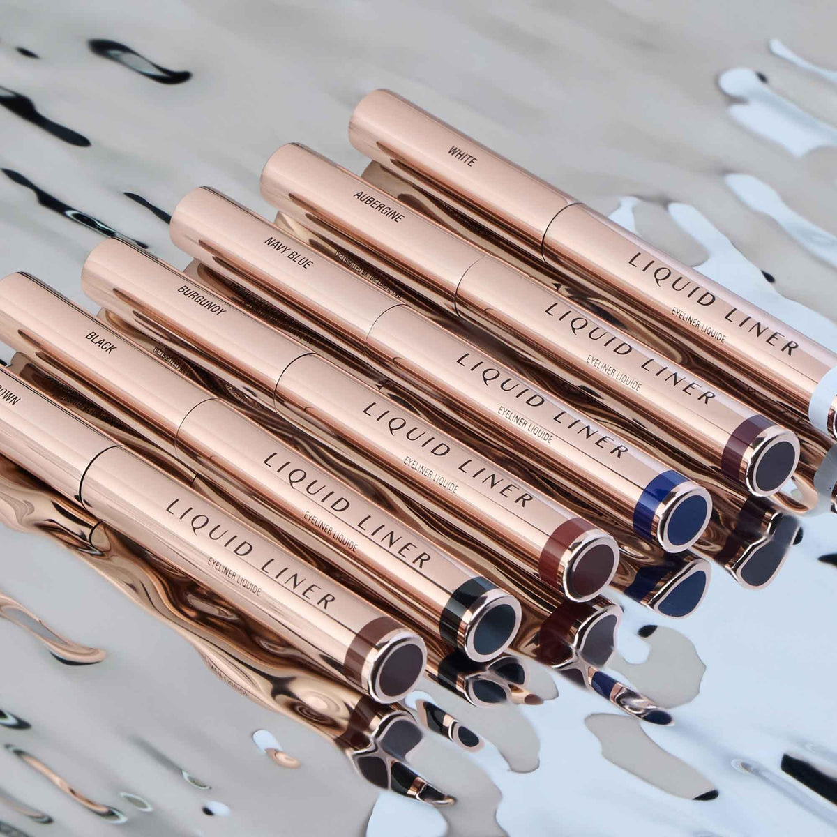 Anastasia Beverly Hills navy blue liner demonstrates long-wear, water-resistant finish.