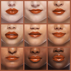 Lip swatches showcasing long-wearing color without feathering.