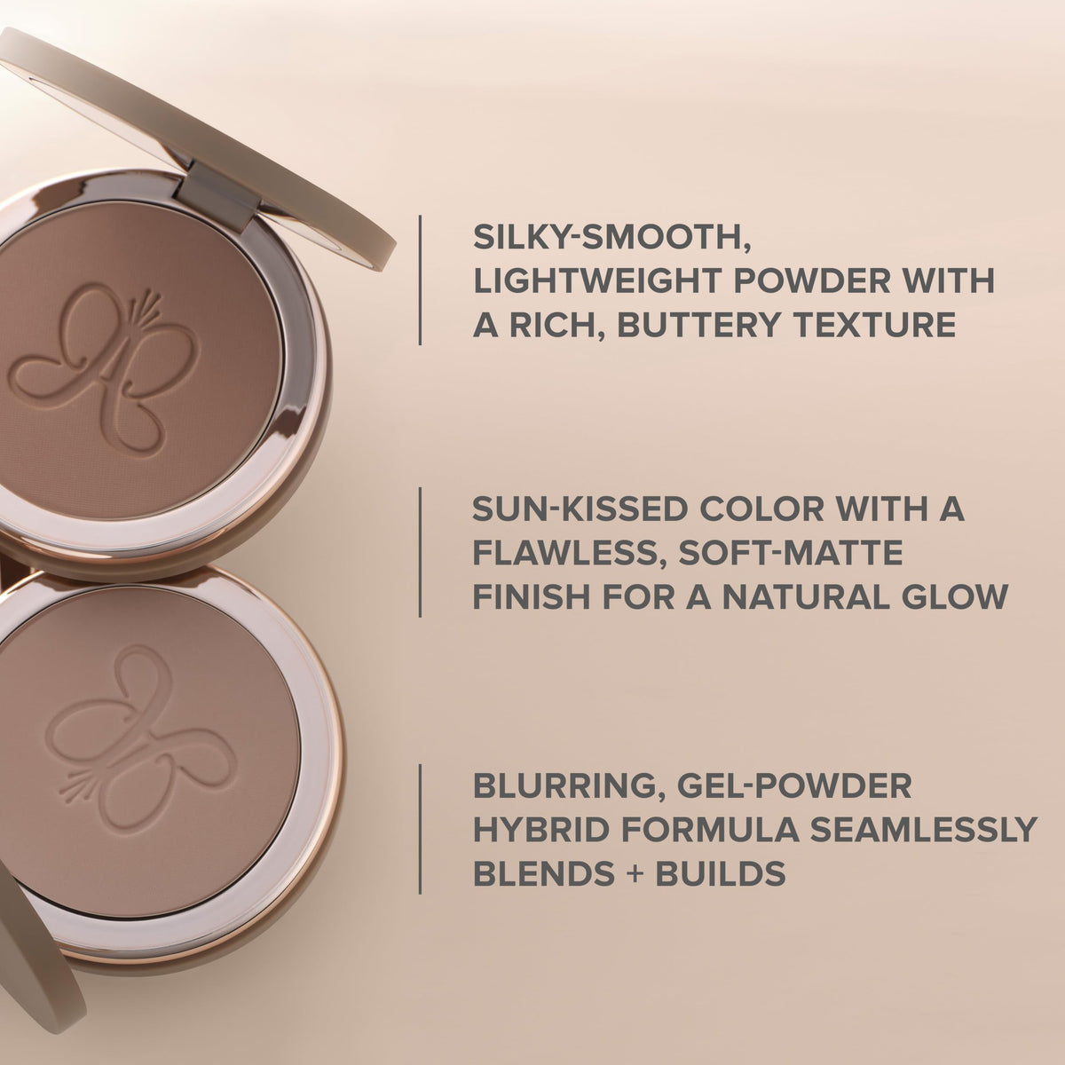 Anastasia Smooth Blur Bronzer brush-stroke application demonstrates seamless blending