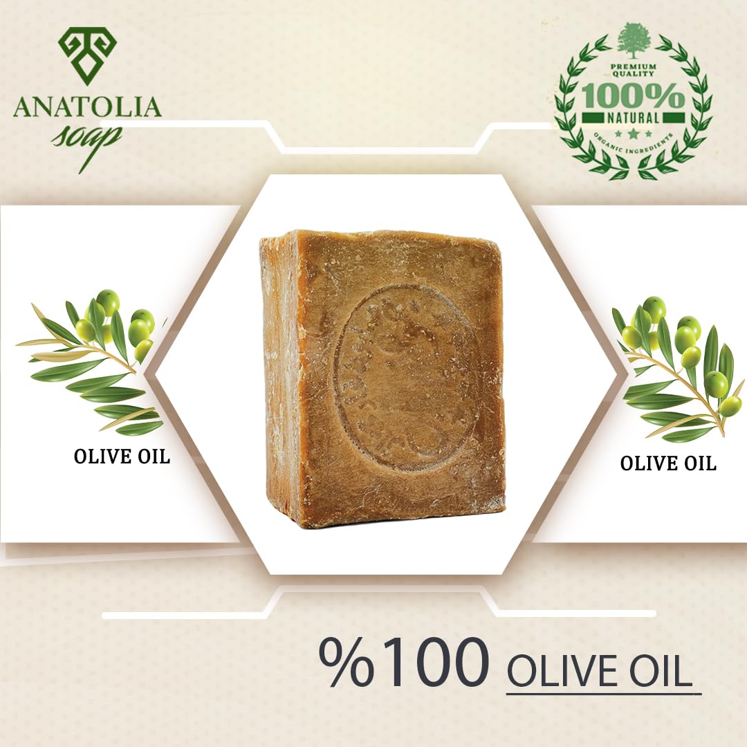Anatolia Soap Aleppo 5-pack face and body cleansing demonstrated by a bar