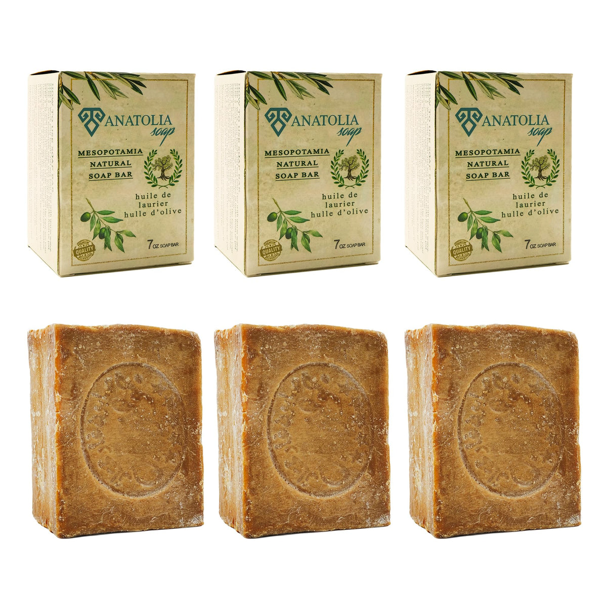 Anatolia Soap Aleppo olive oil bar close-up for gentle daily cleansing.