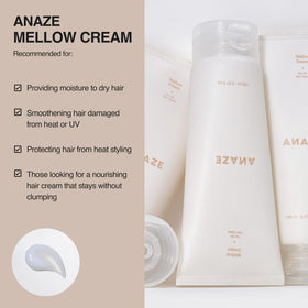 ANAZE Mellow Cream application on hair demonstrates quick absorption and lightweight feel.