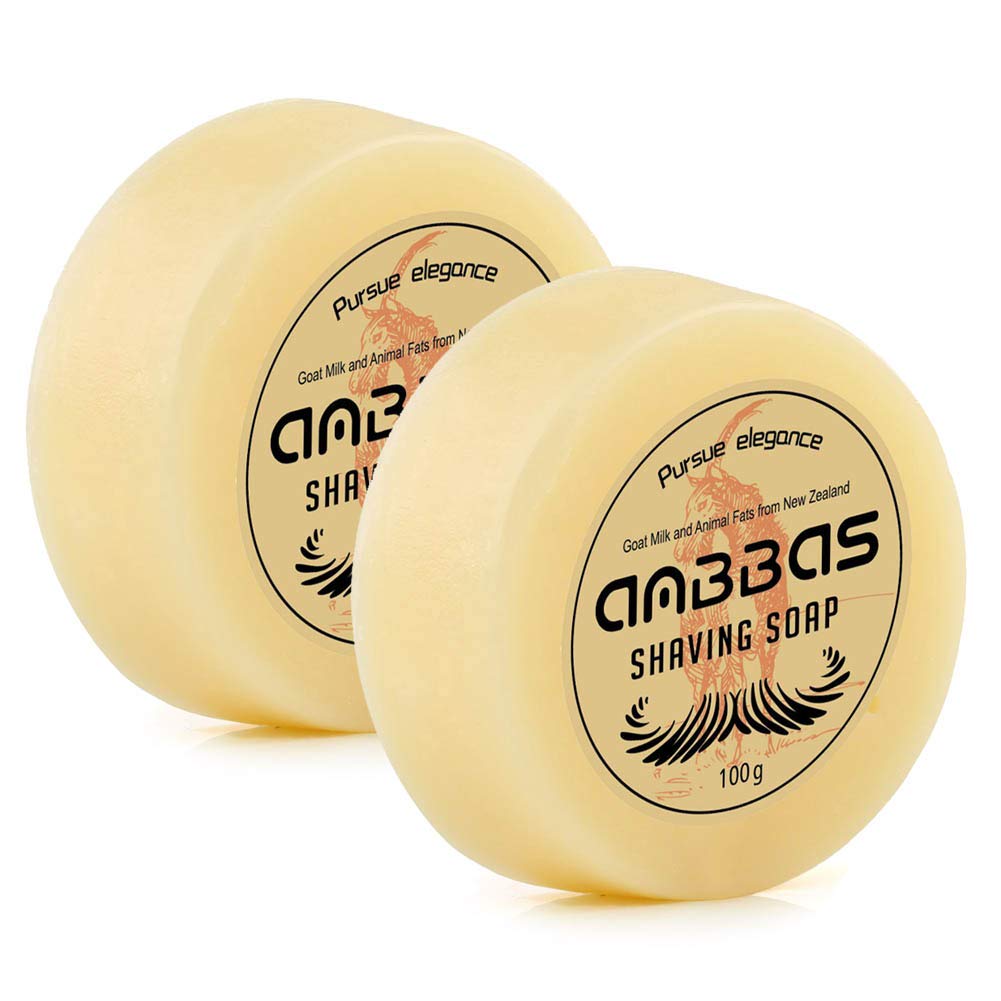 Anbbas shaving soap with goat milk, pack of 2, rich lather for a smooth shave.