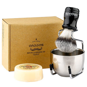 Anbbas synthetic badger brush ready for creamy lather and a smooth shave.