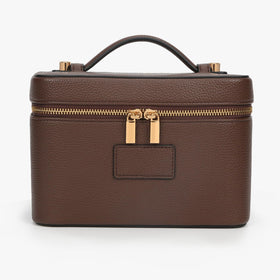 AnBlack makeup bag vanity case in coffee keeps cosmetics organized while traveling.