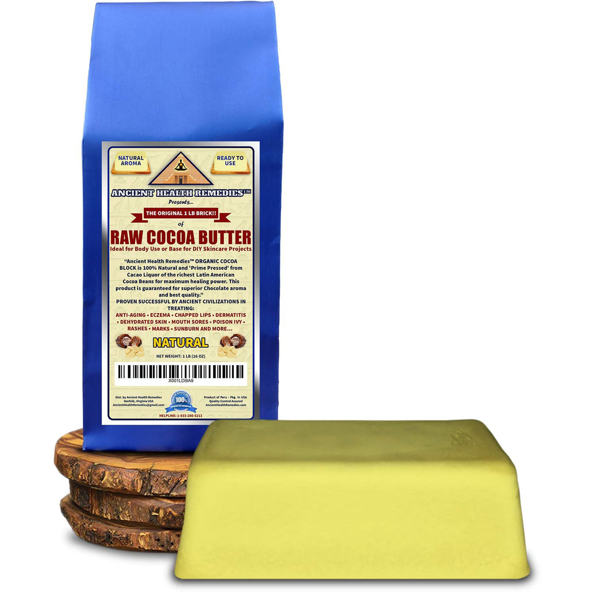 ANCIENT HEALTH REMEDIES cocoa butter front view shows rich moisturizing texture for skin