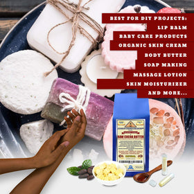 ANCIENT HEALTH REMEDIES cocoa butter block wrapped for easy DIY lip balm prep