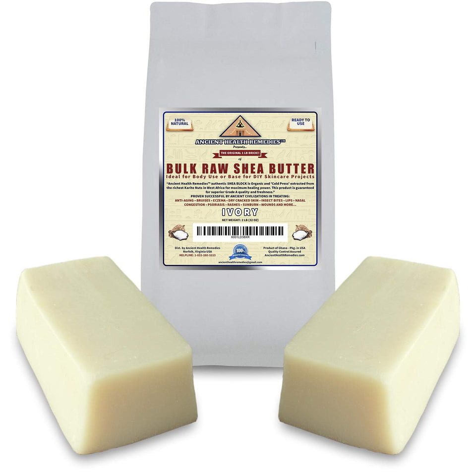 ANCIENT HEALTH REMEDIES shea butter block with creamy texture for DIY skincare