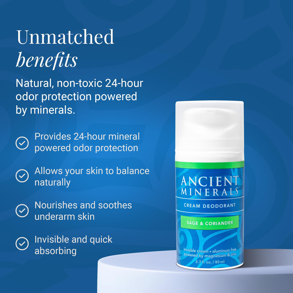 Applying Ancient Minerals Sage & Coriander deodorant cream underarm