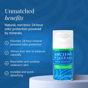 Applying Ancient Minerals Sage & Coriander deodorant cream underarm