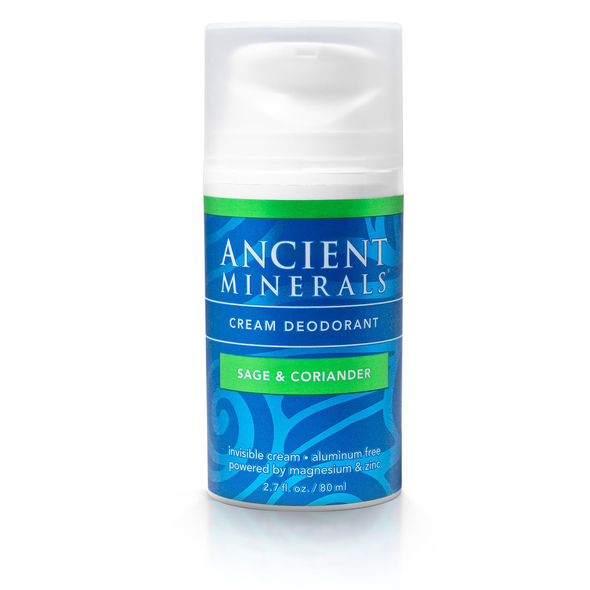 Ancient Minerals deodorant cream bottle with sage and coriander for all-day freshness