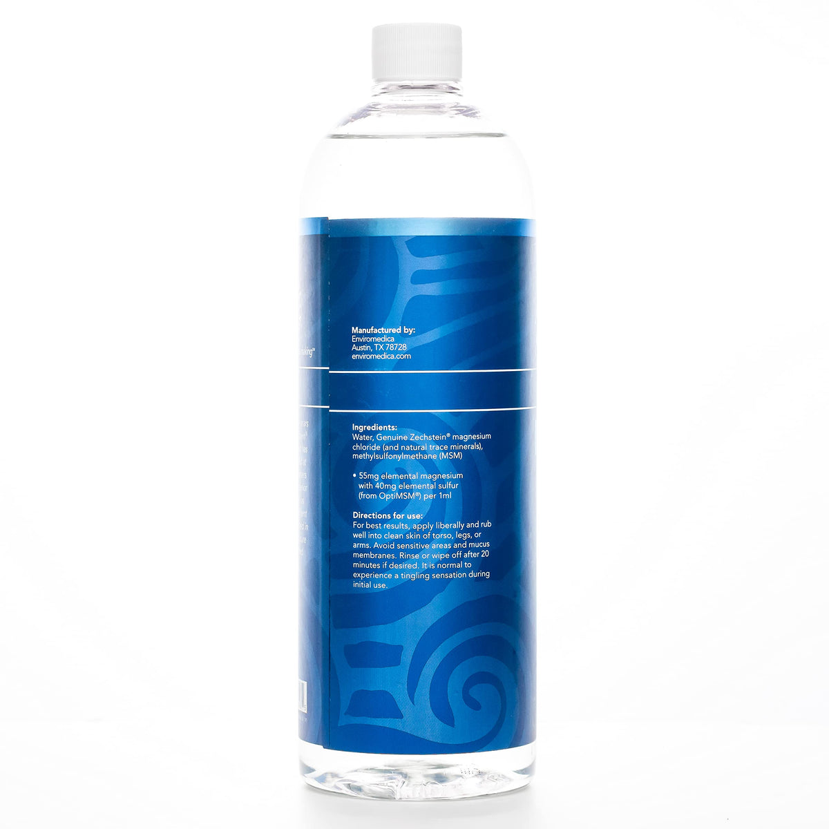 Ancient Minerals Magnesium Oil Ultra refill on bathroom counter for routine.