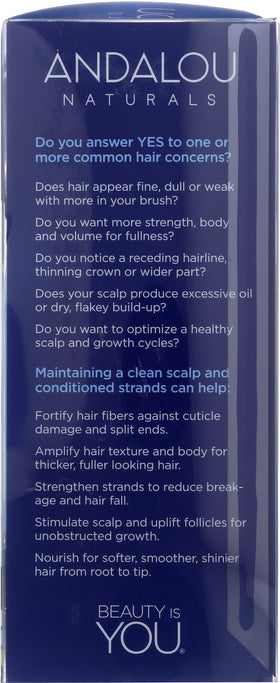 Andalou Naturals Age Defying scalp exfoliation scene suggesting clean refreshed roots