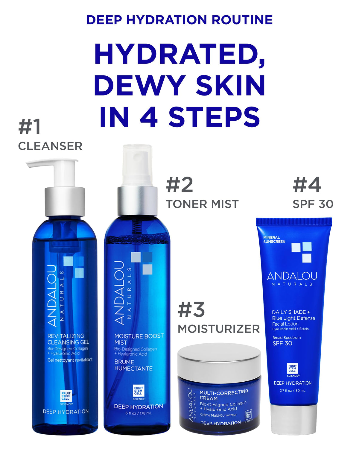 Andalou Naturals Deep Hydration Cleansing Gel bio-designed collagen supports gentle cleansing.