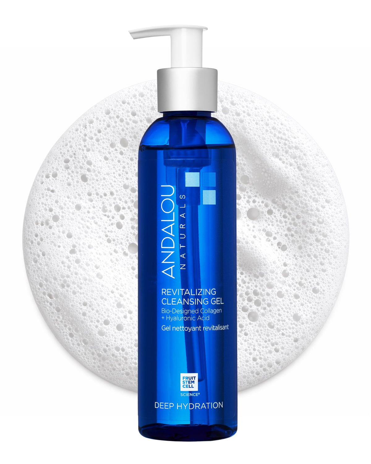 Andalou Naturals Deep Hydration Cleansing Gel foam cleanses gently while boosting hydration.