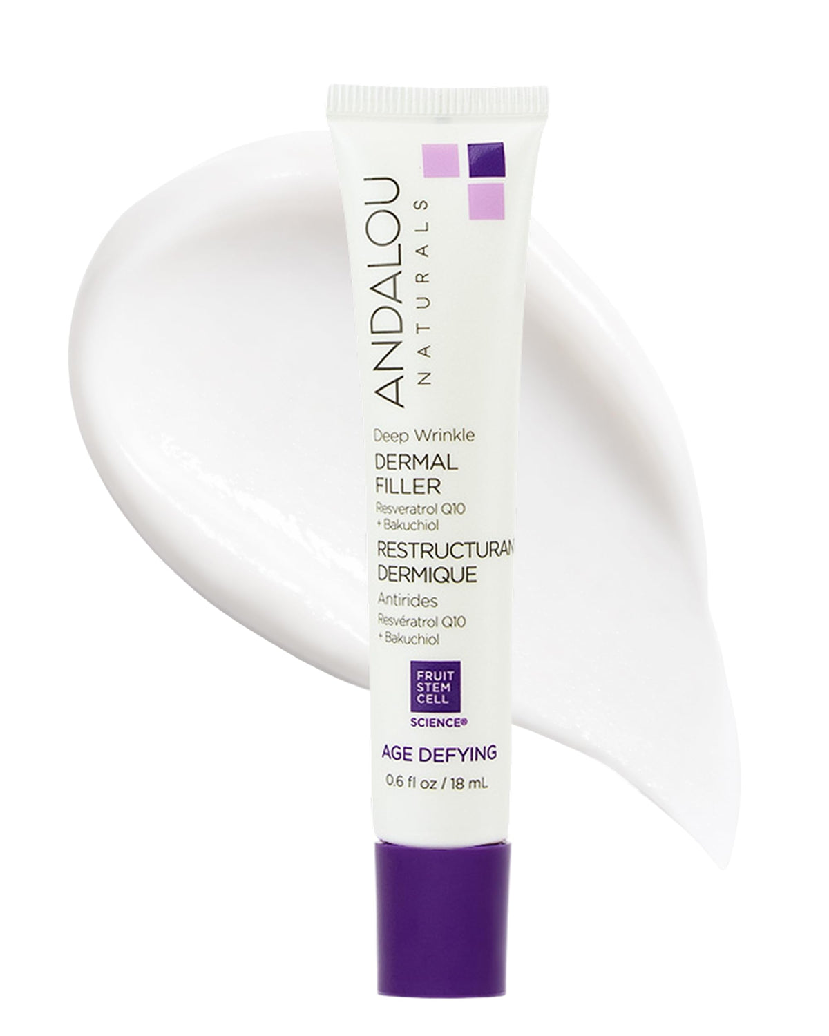 Andalou Naturals Deep Wrinkle Dermal Filler bottle for smoothing fine lines