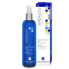 Andalou Naturals Face Mist bottle closeup showing hydration-boosting formula