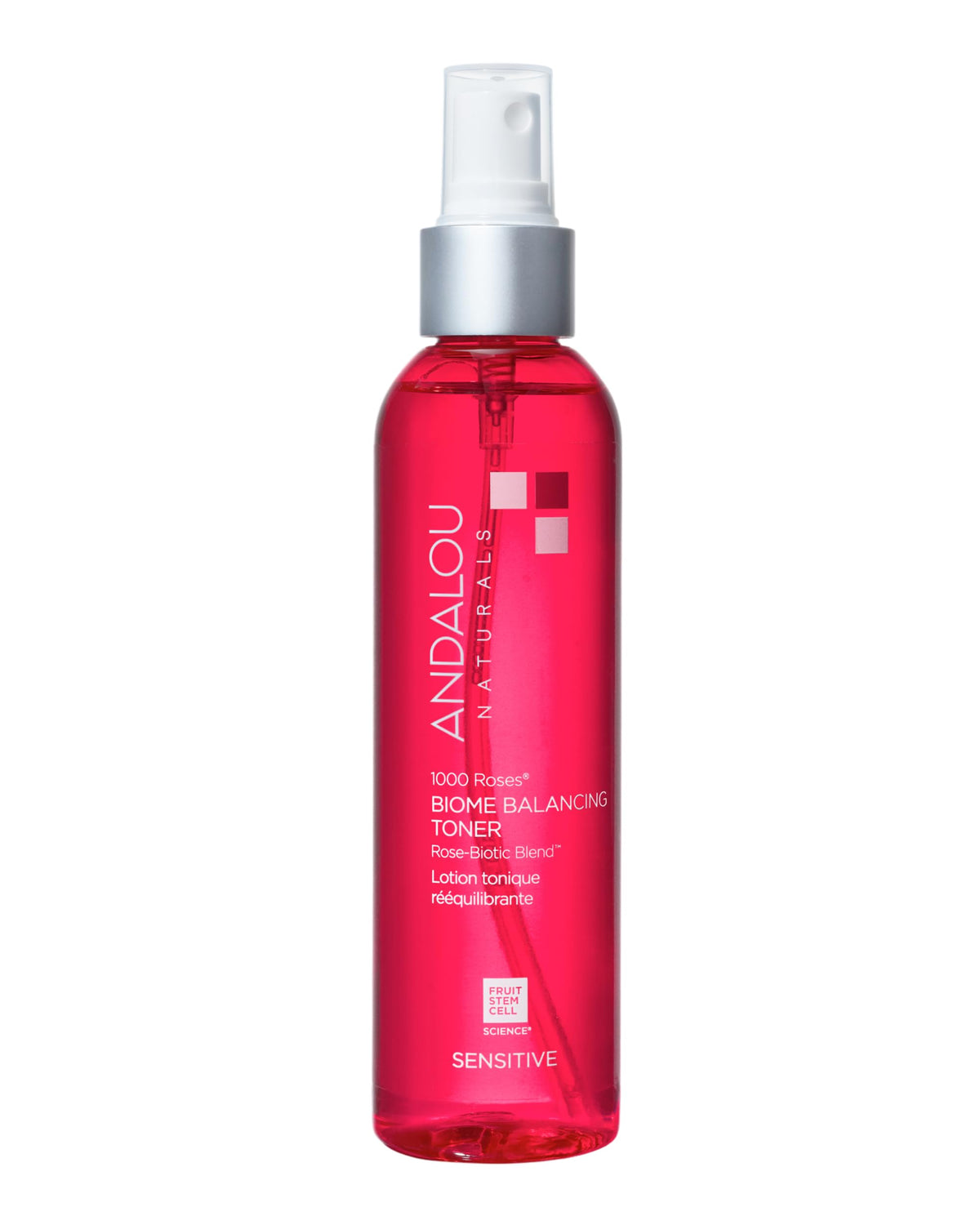 Andalou Naturals 1000 Roses Toner bottle refreshing the complexion for a balanced look