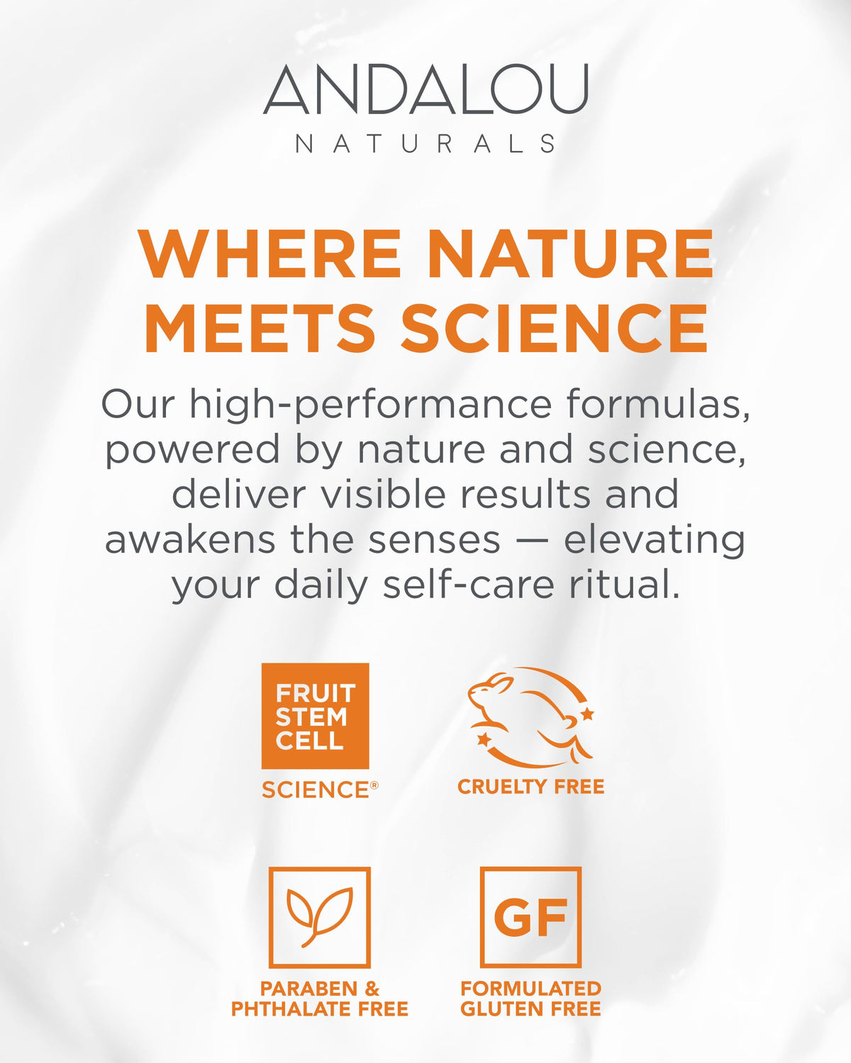 Andalou Naturals vegan gluten-free symbol signals non-GMO ingredients.