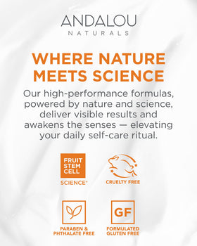 Andalou Naturals vegan gluten-free symbol signals non-GMO ingredients.