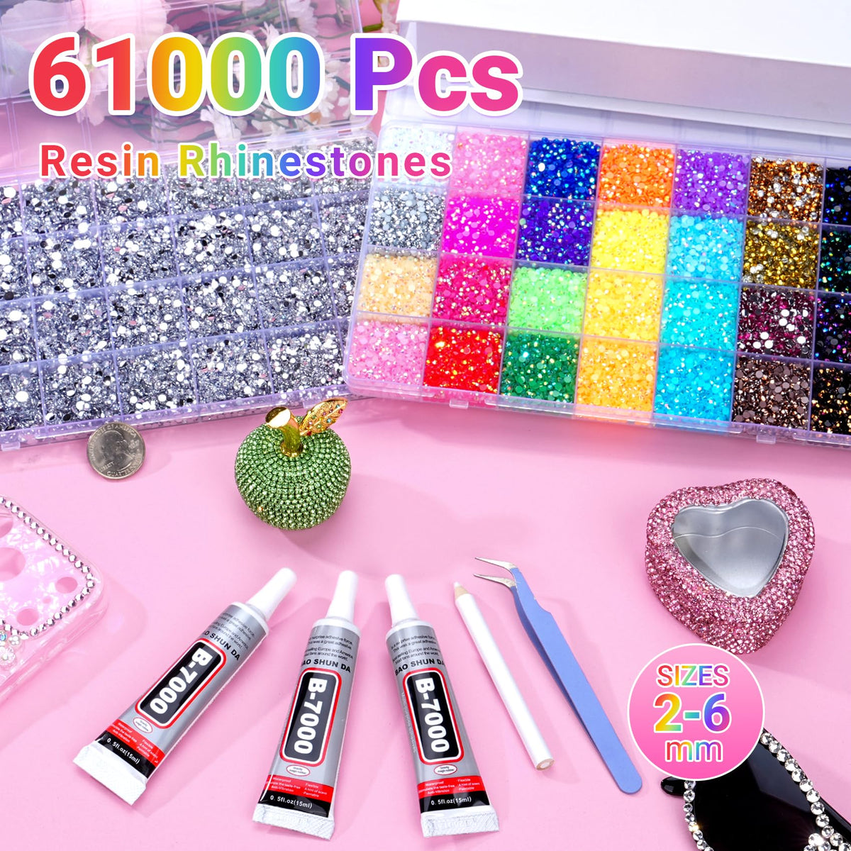 ANDGING 3mm 28-color jelly AB rhinestones closeup for vibrant DIY embellishments.