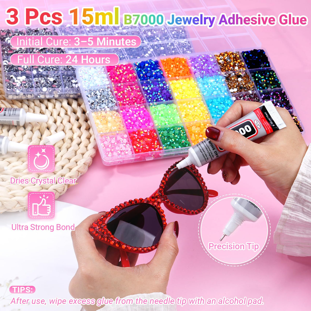 ANDGING bedazzler kit tools: tweezer and pickup pen for precise placement.