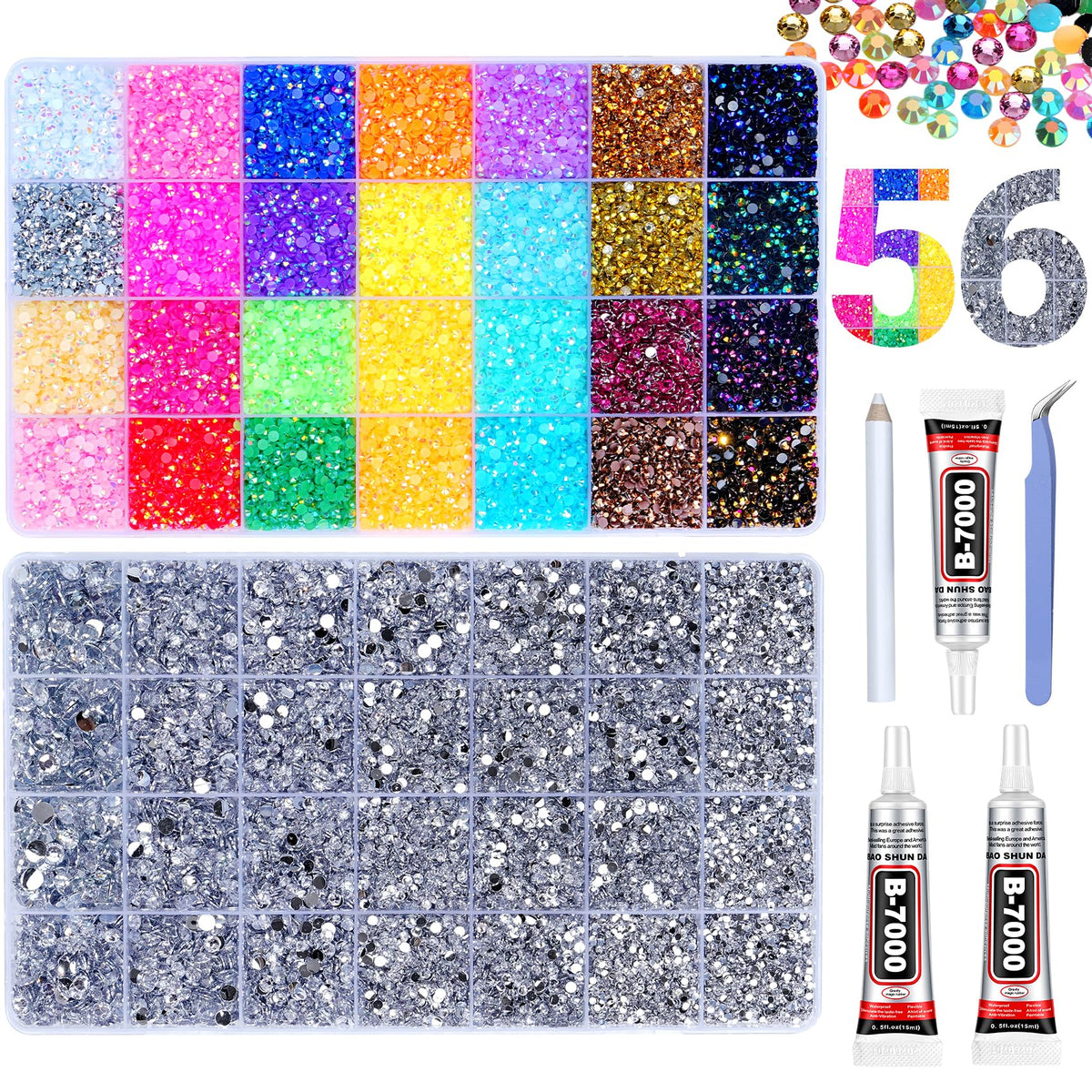ANDGING jelly rhinestones box contents for versatile bedazzling projects.