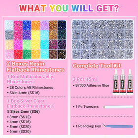 ANDGING silver clear rhinestones in multiple sizes for detailed accents