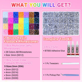 ANDGING silver clear rhinestones 2–6mm in five sizes for mixed-media sparkle.
