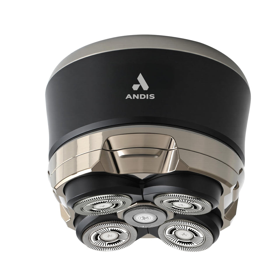 Andis 562927 head shaver close-up with double-ring blades for a smoother shave