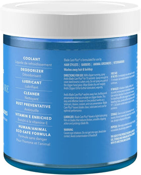 Andis Blade Care Plus Jar design with screw-cap lid and label
