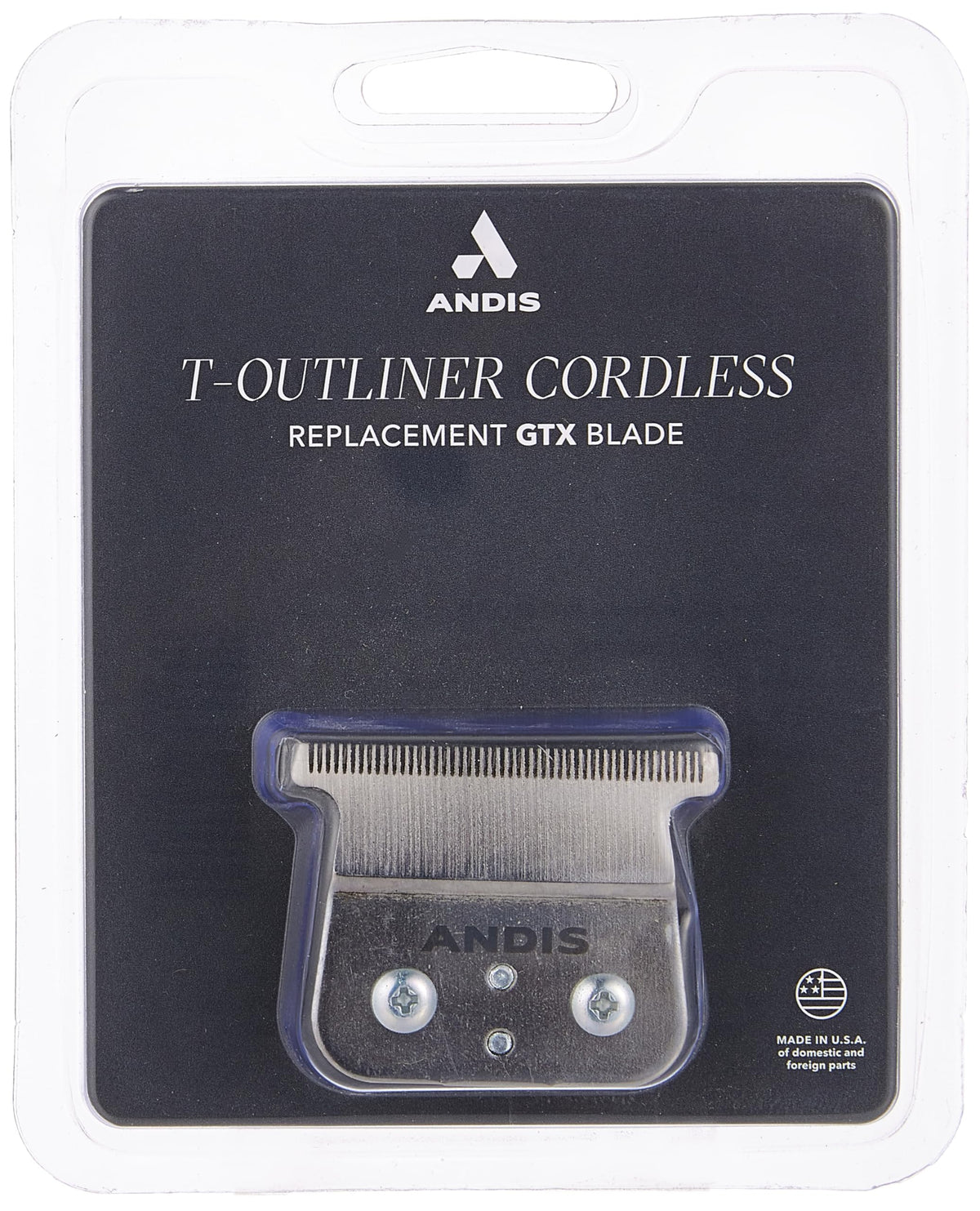 Andis cordless T-Outliner Li deep-tooth blade closeup for precision trimming