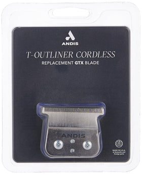 Andis cordless T-Outliner Li deep-tooth blade closeup for precision trimming