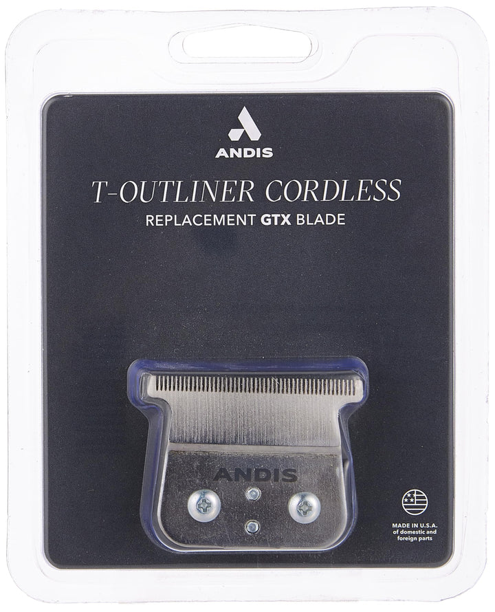 Andis cordless T-Outliner Li deep-tooth blade closeup for precision trimming