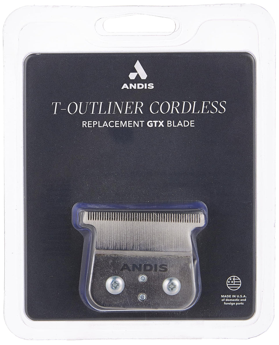 Andis cordless T-Outliner Li deep-tooth blade closeup for precision trimming